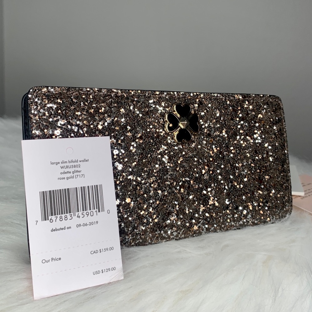 Kate Spade Odette Glitter Large Slim Bifold Wallet - Picture 7 of 8